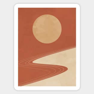 Moon and Road - Minimalist Scandinavian 1 Sticker